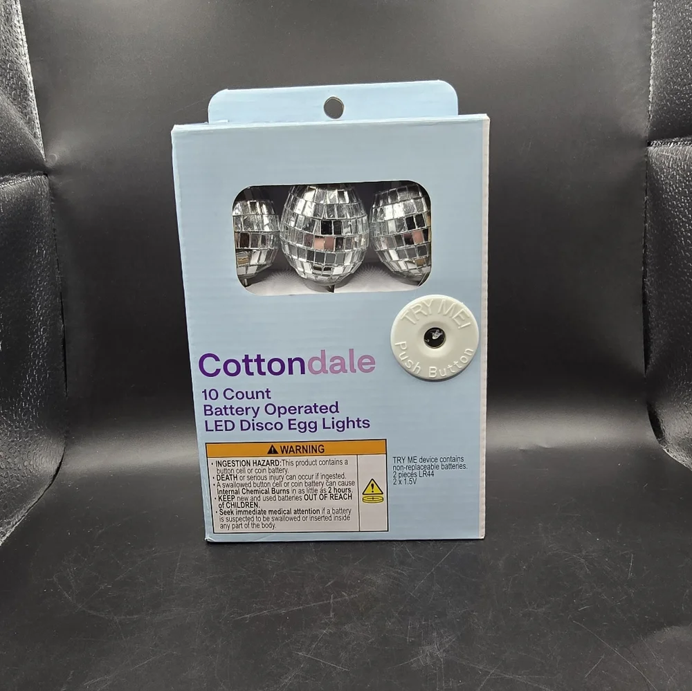 New Cottondale 10-Count Led Disco Egg Lights, Silver, 5.5 Ft Battery Operated